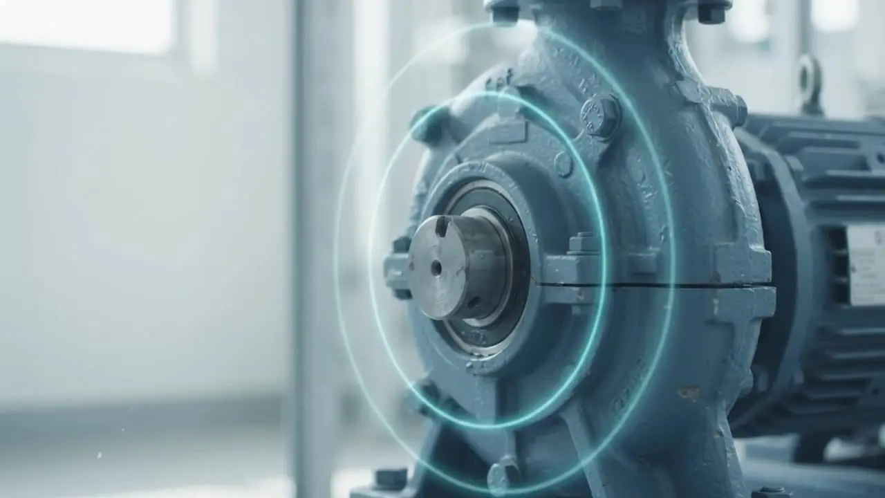 Vibration rings on the bearing housing of a running pump